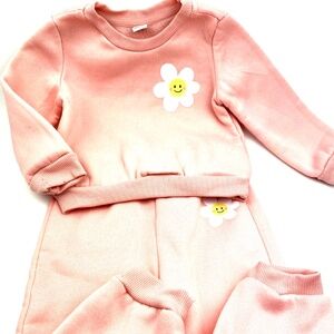 Baby Girls Outfit Size 12/18m Sweatshirt Pants Matching 2pc Set Flower Smile